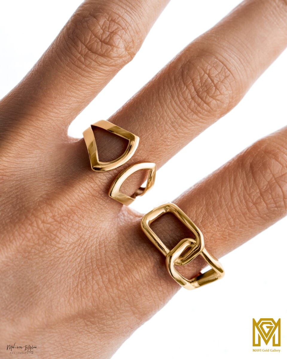 انگشتر طلا دو حلقه مدل - ماوی گلد گالری