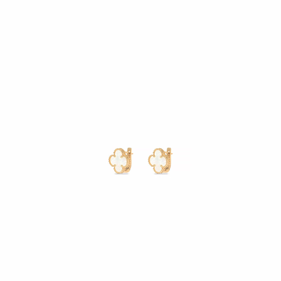 گوشواره طلا طرح ونکلیف سفید - ماوی گلد گالری