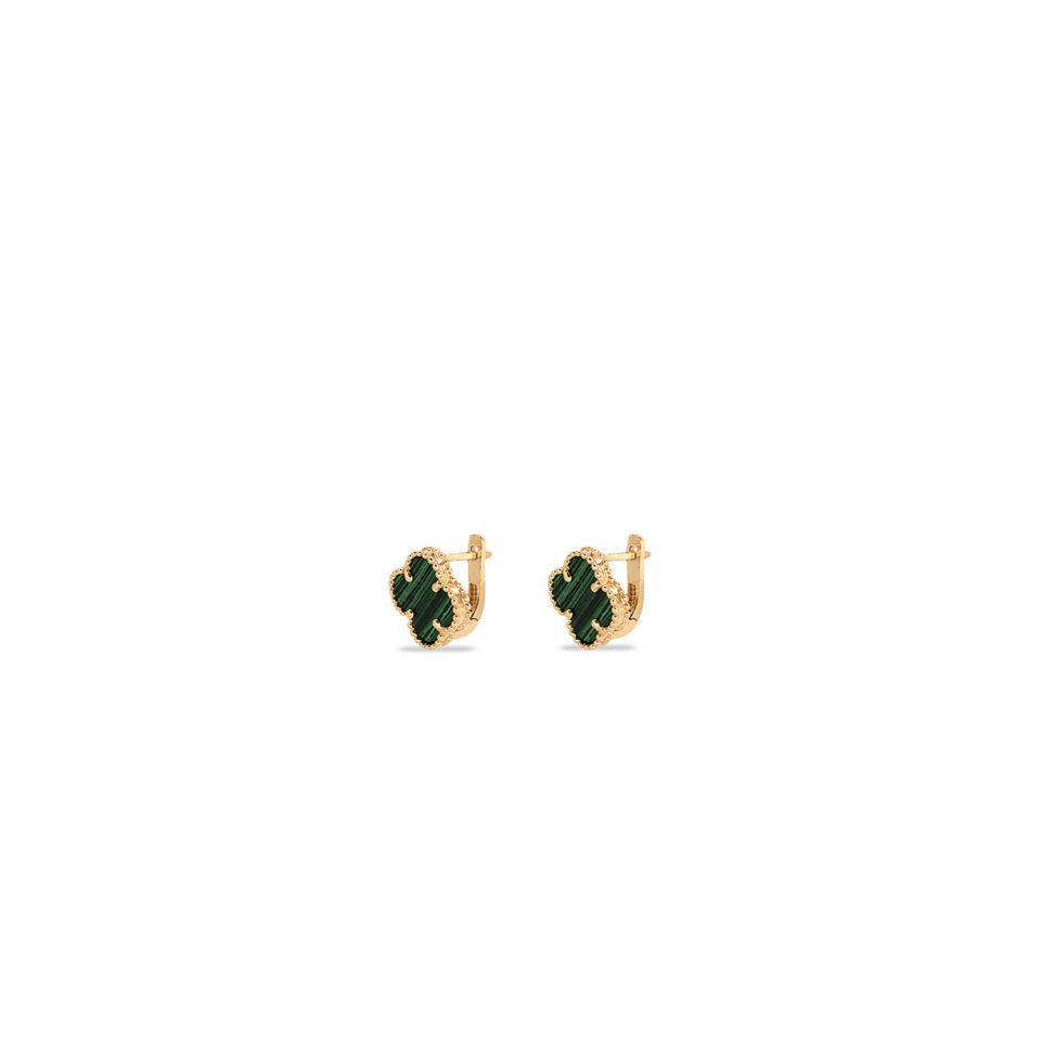 گوشواره طلا طرح ونکلییف سبز - ماوی گلد گالری