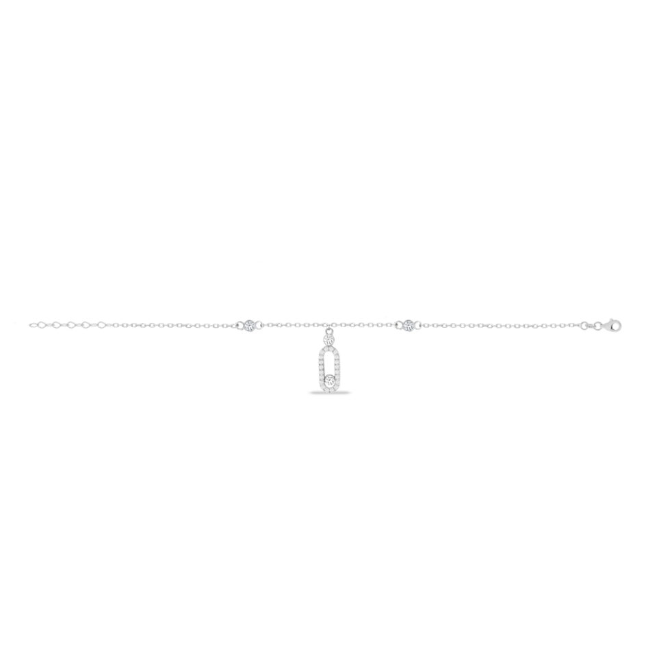 دستبند طلا آویز مسیکا سفید نگین دار - ماوی گلد گالری