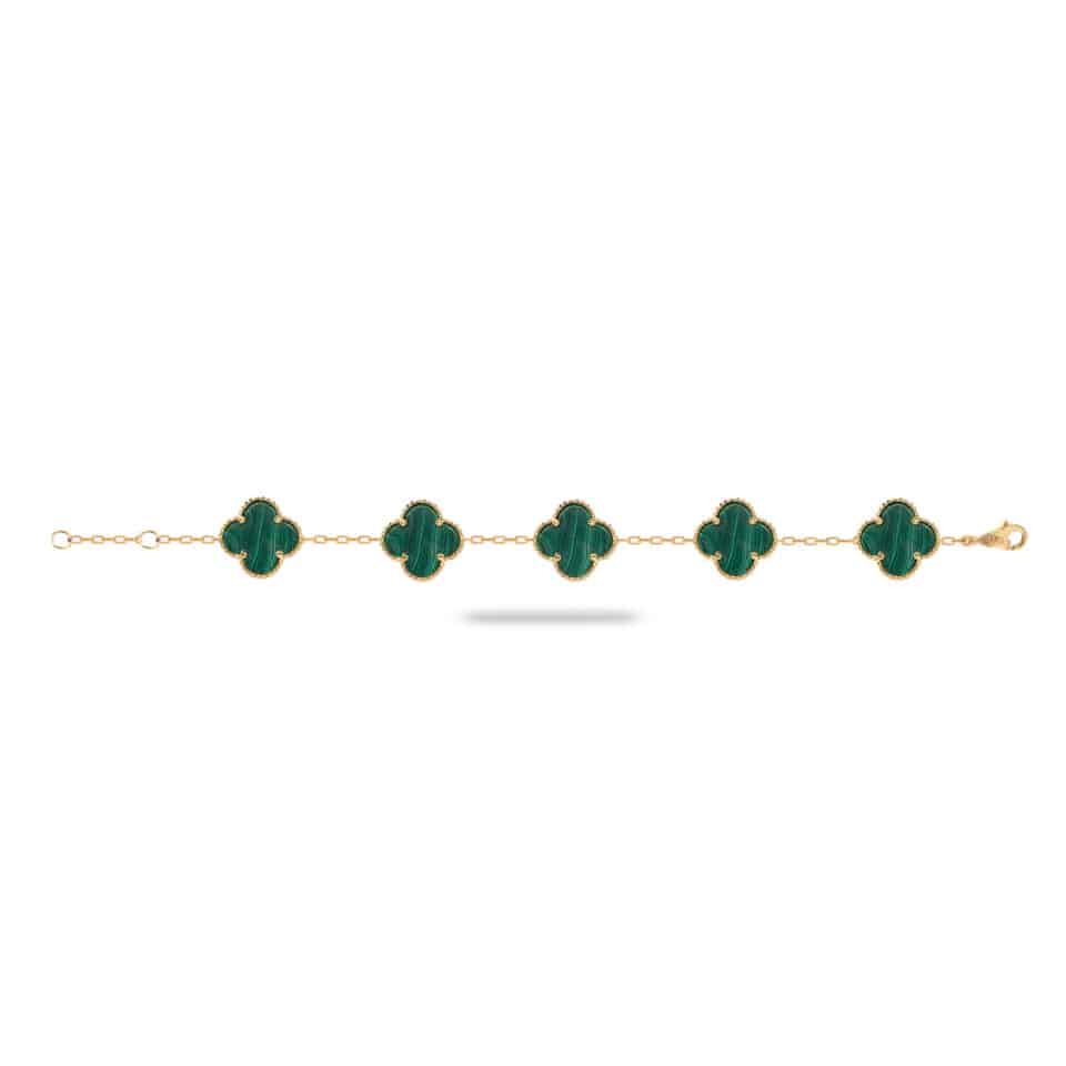 دستبند طلا طرح ونکلیف سبز پنج تایی - ماوی گلد گالری