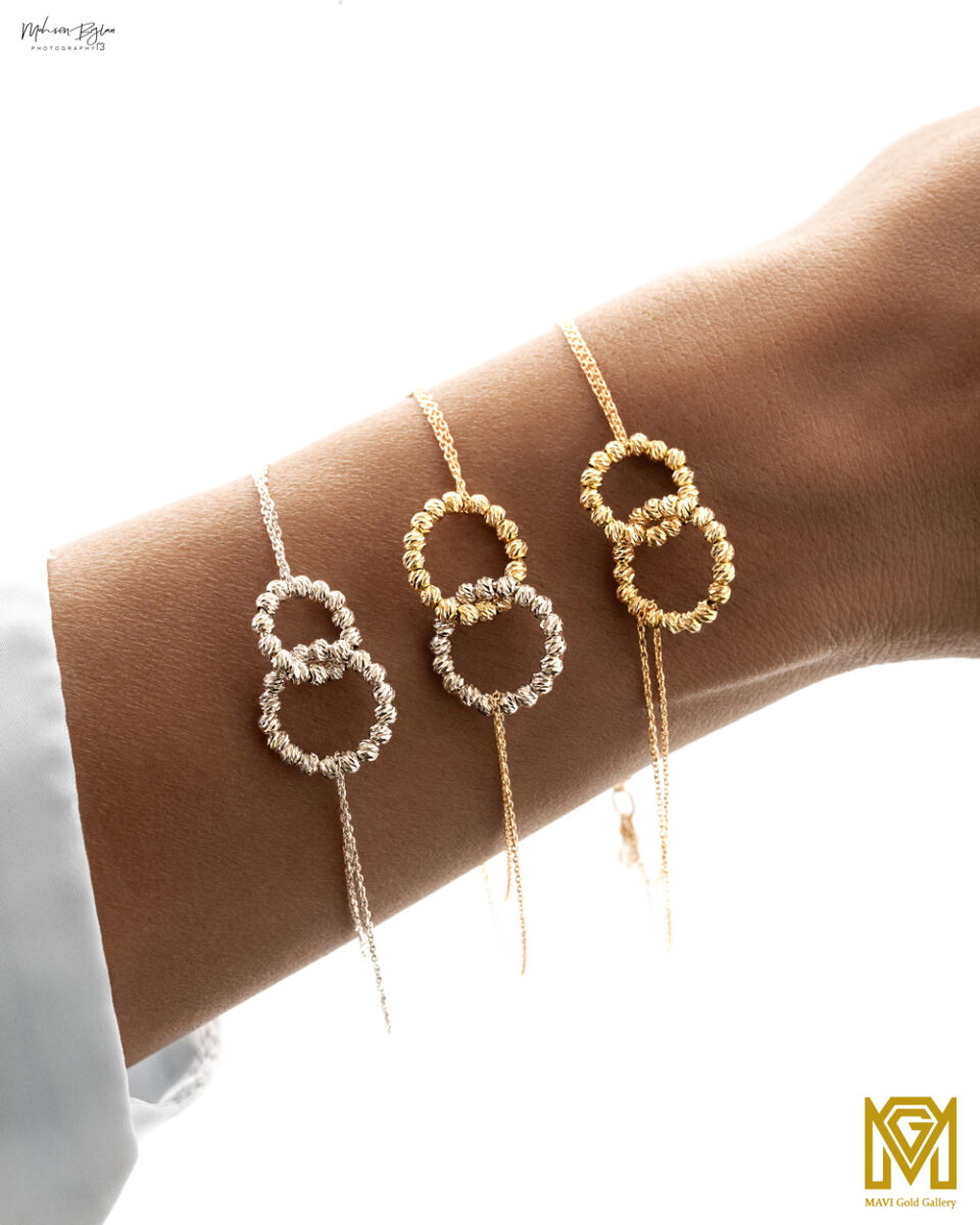 دستبند طلا دو حلقه البرناردو مدل - ماوی گلد گالری