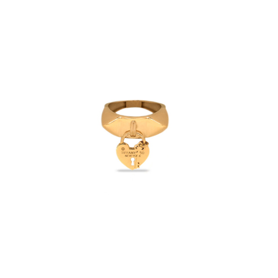 انگشتر طلا آویز قلب و کلید تیفانی - ماوی گلد گالری