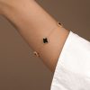 خرید دستبند طلا گل ونکلیف مشکی گوارسه 3