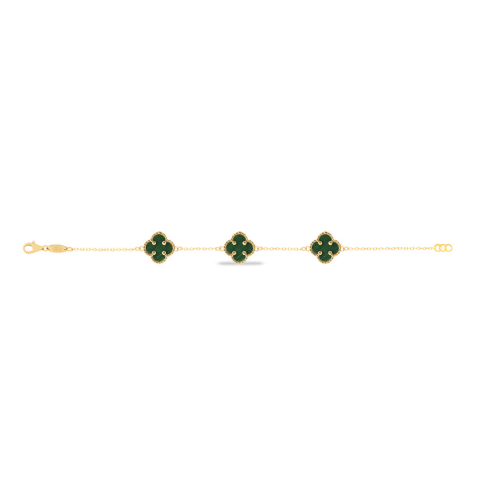 دستبند طلا طرح گل سبز ریز 3 - ماوی گلد گالری