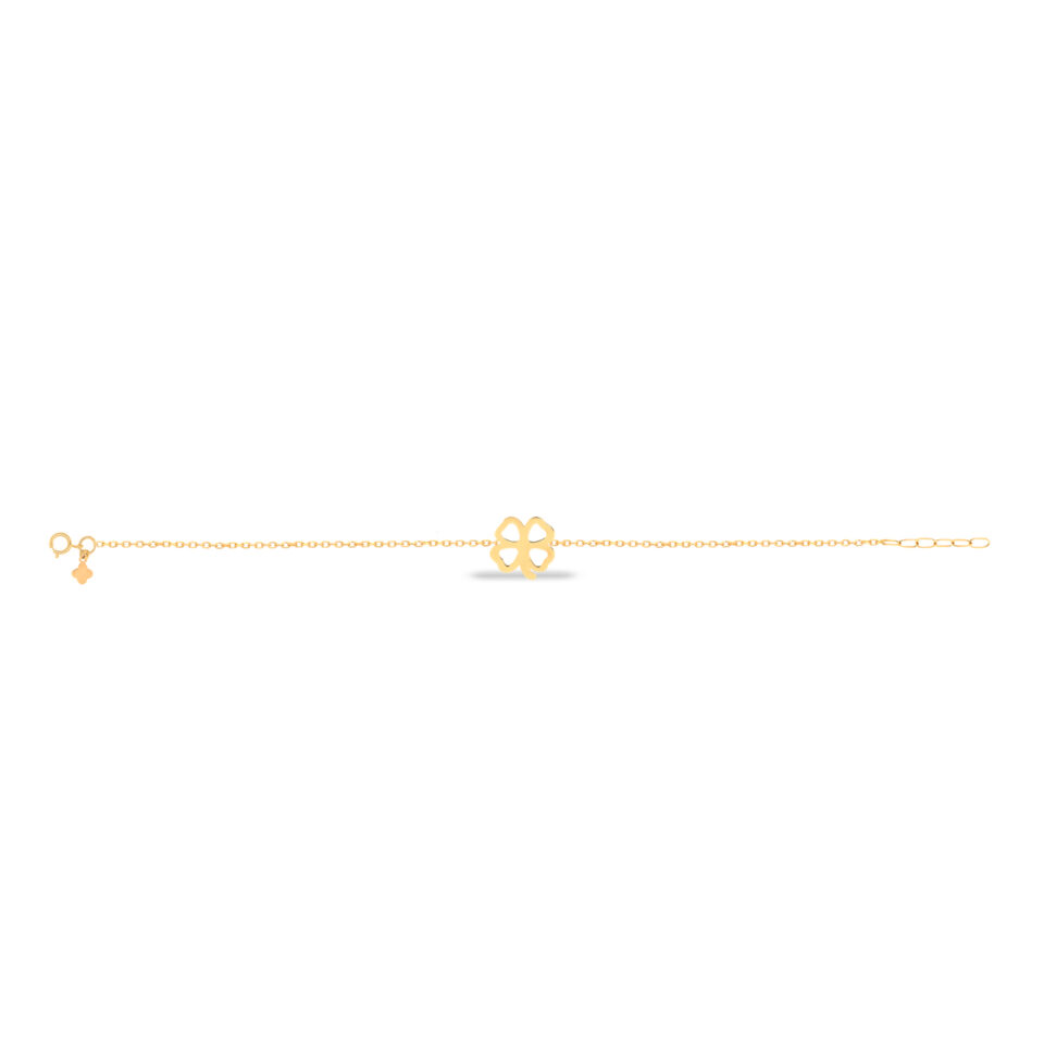 دستبند طلا شبدر لیزری - ماوی گلد گالری