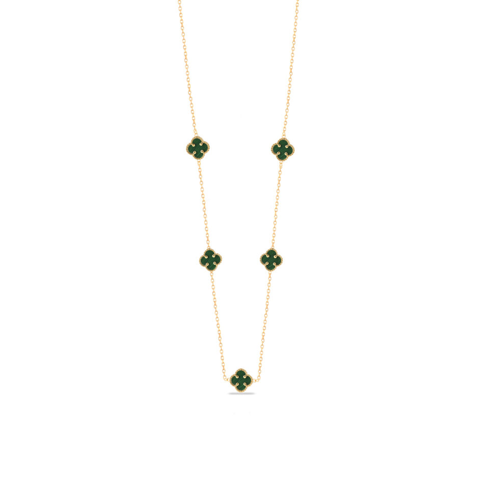 گردنبند طلا طرح گل سبز ریز 5 - ماوی گلد گالری