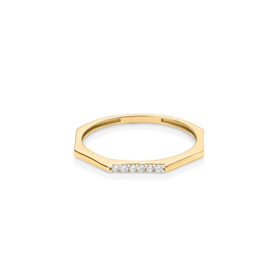 خرید انگشتر طلا هشت ضلعی نگینی