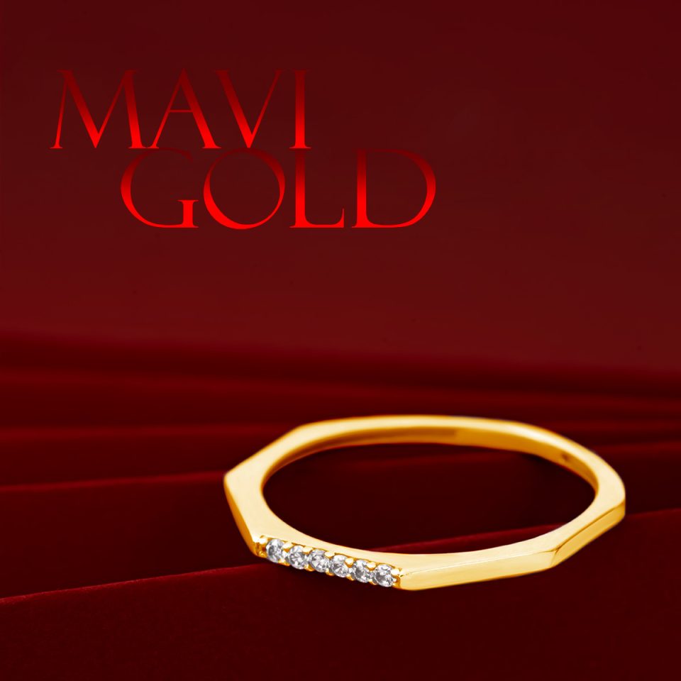 خرید انگشتر طلا هشت ضلعی نگینی