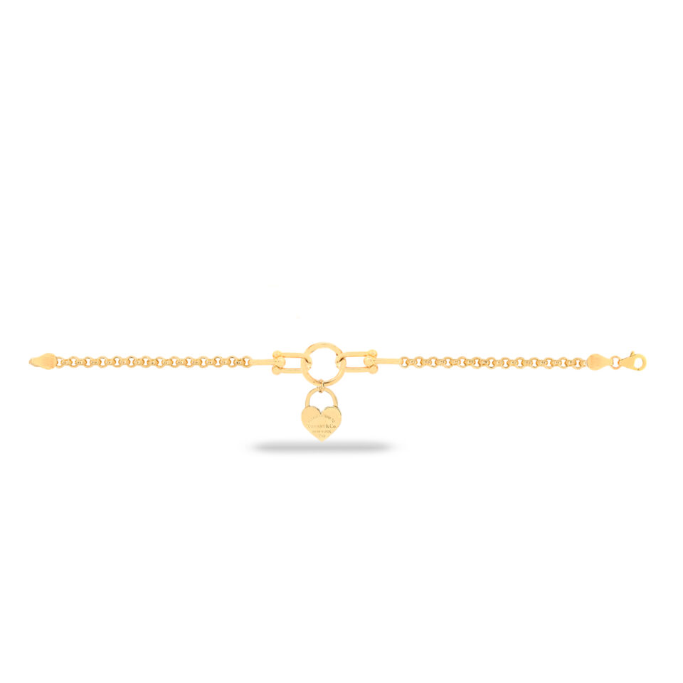 دستبند طلا رولو و تیفانی آویز قلب 2 - ماوی گلد گالری