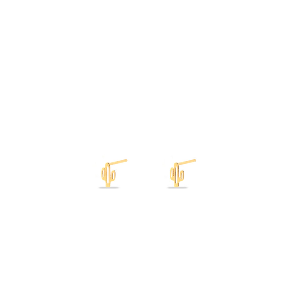 گوشواره طلا میخی کاکتوس لیزری - ماوی گلد گالری
