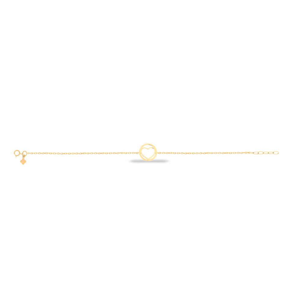 دستبند طلا دایره و قلب لیزری - ماوی گلد گالری