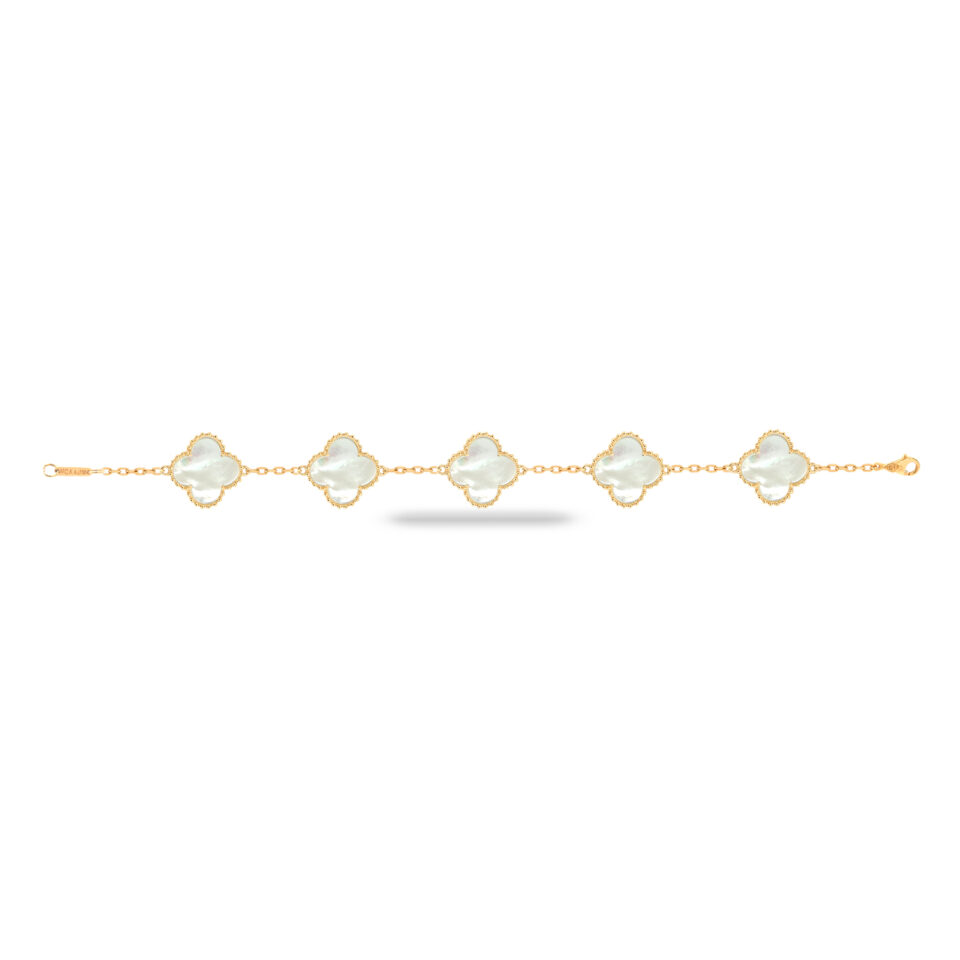 دستبند طلا طرح ونکلیف سفید 5 ماوی - ماوی گلد گالری