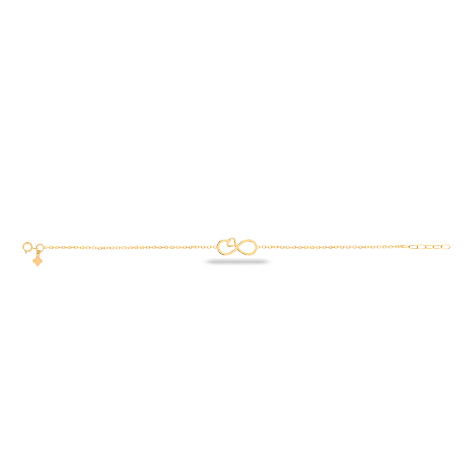 دستبند طلا قلب و بی نهایت لیزری - ماوی گلد گالری