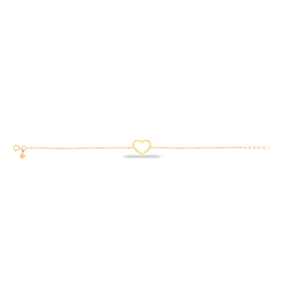 دستبند طلا قلب توخالی لیزری - ماوی گلد گالری