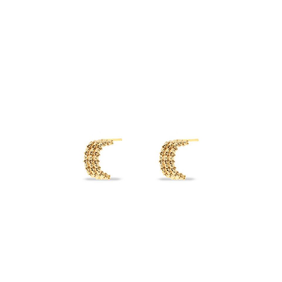 گوشواره طلا نیمه البرناردو سه رج گلد 2 - ماوی گلد گالری