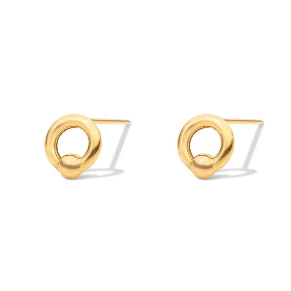 خرید گوشواره طلا میخی گوی و پروفیل دایره