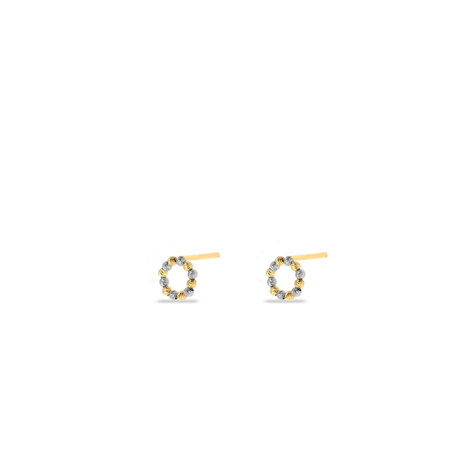 گوشواره طلا میخی دایره البرناردو دو رنگ - ماوی گلد گالری