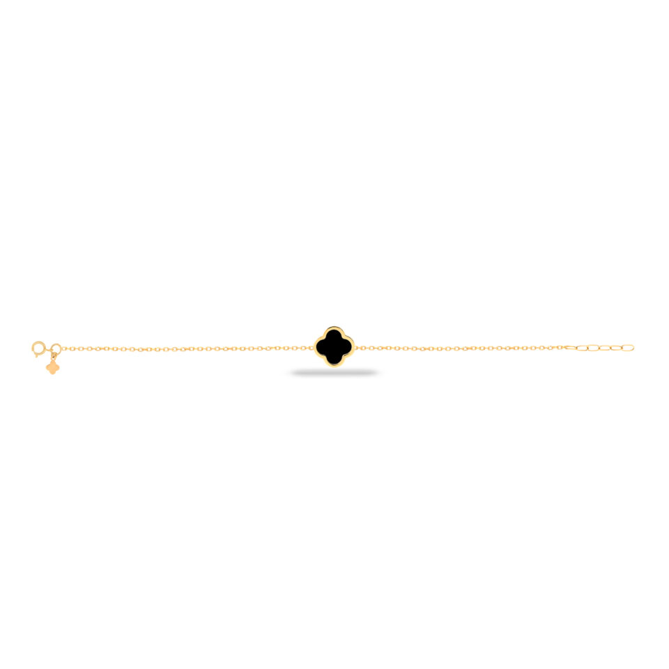 دستبند طلا طرح گل مشکی تخت 1 - ماوی گلد گالری
