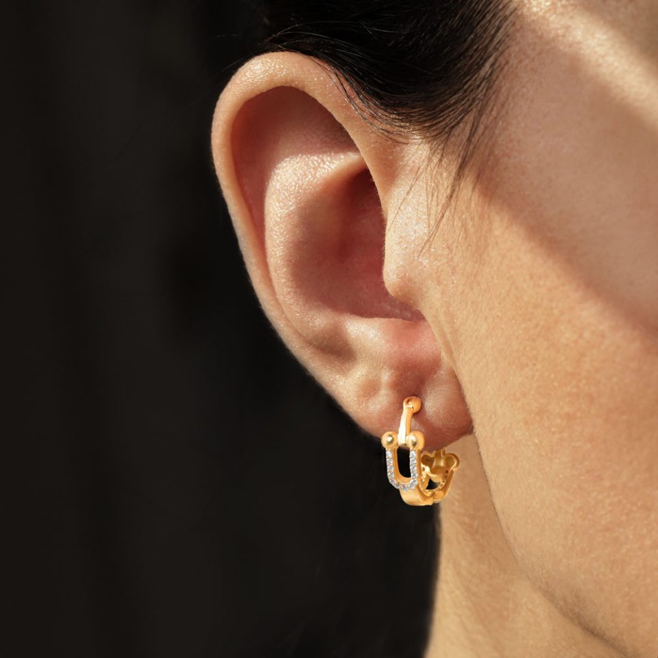 خرید گوشواره طلا کلیپسی طرح تیفانی نگینی