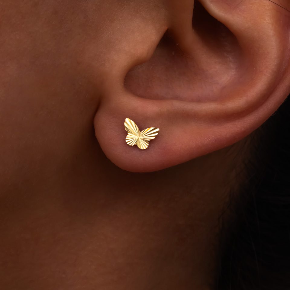 خرید گوشواره طلا میخی پروانه الحمبرا 1