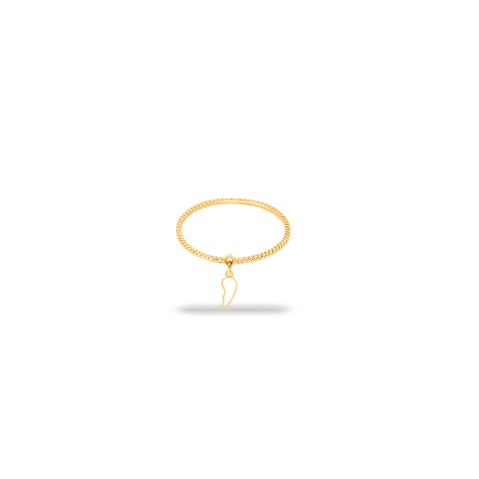 انگشتر طلا طنابی و آویز بال توخالی - ماوی گلد گالری