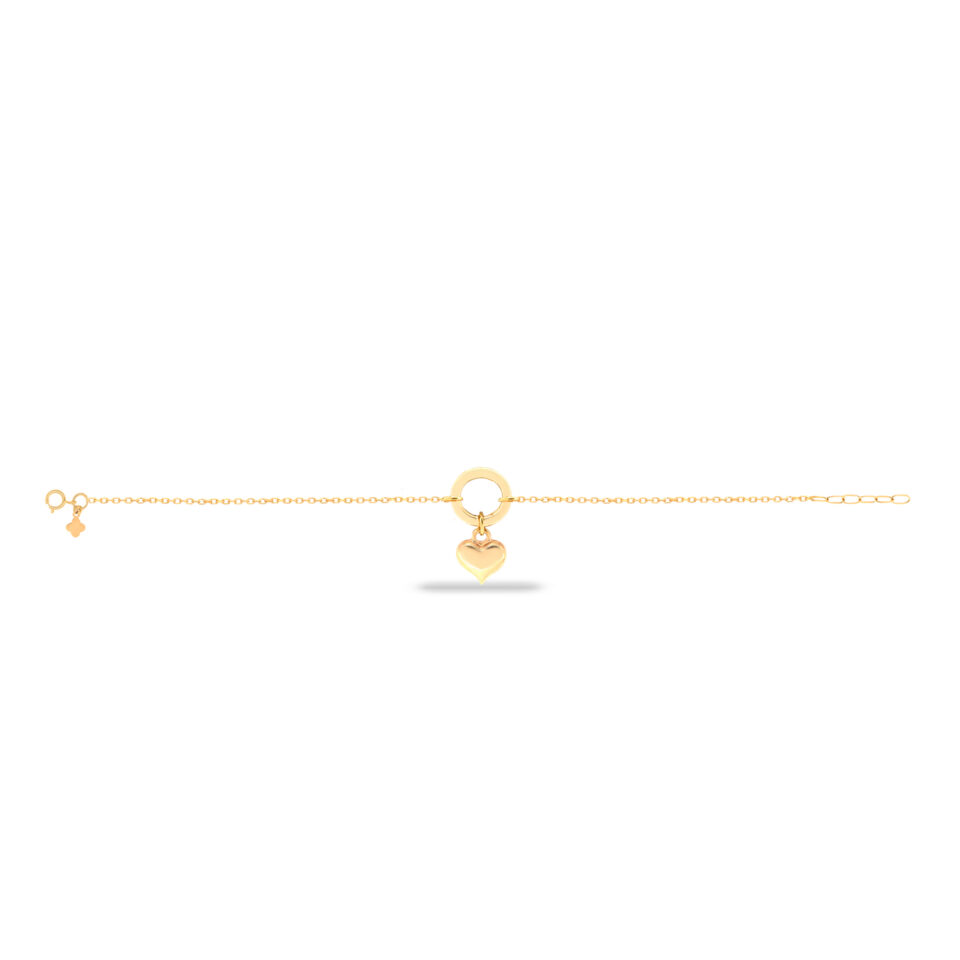 دستبند طلا زنجیر و پروفیل آویز قلب - ماوی گلد گالری