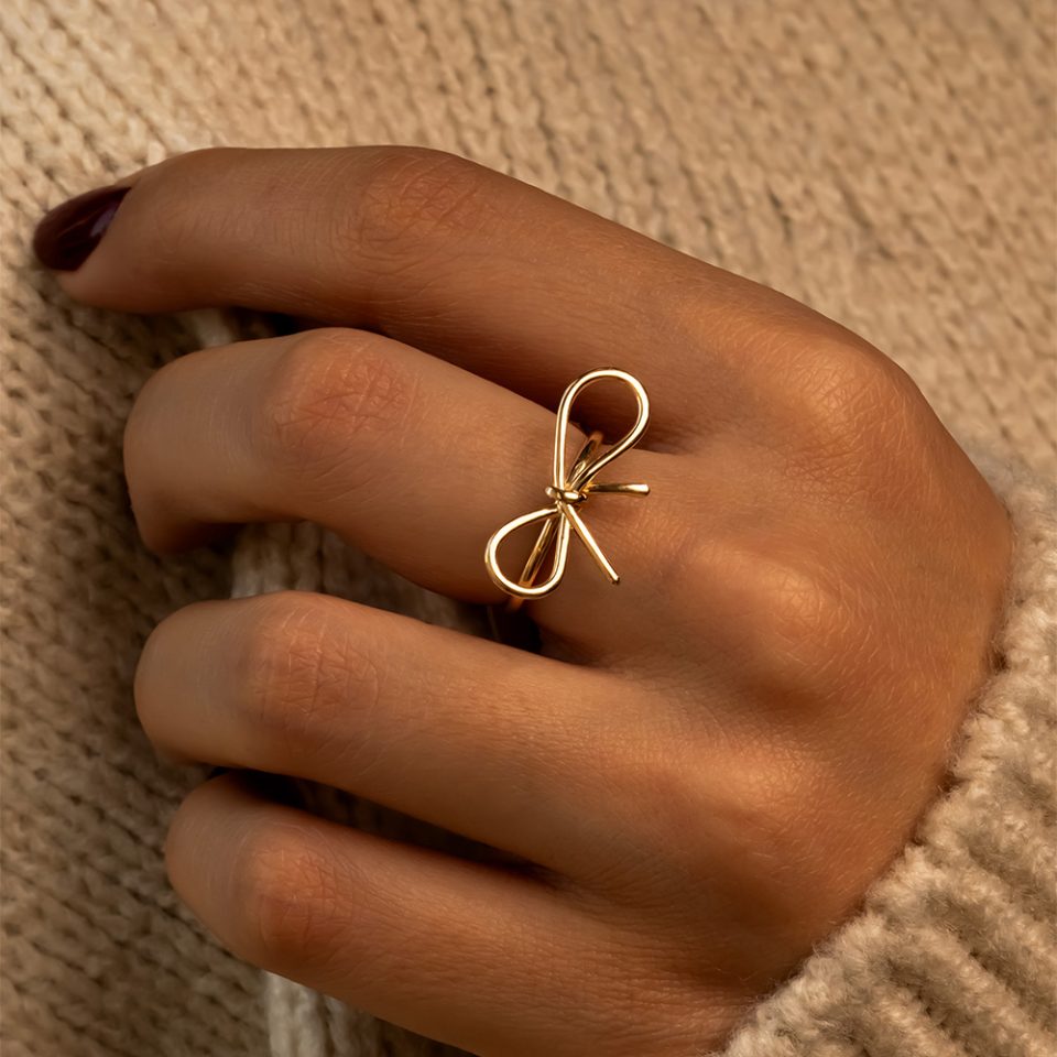 خرید انگشتر طلا پاپیون مفتولی ساده