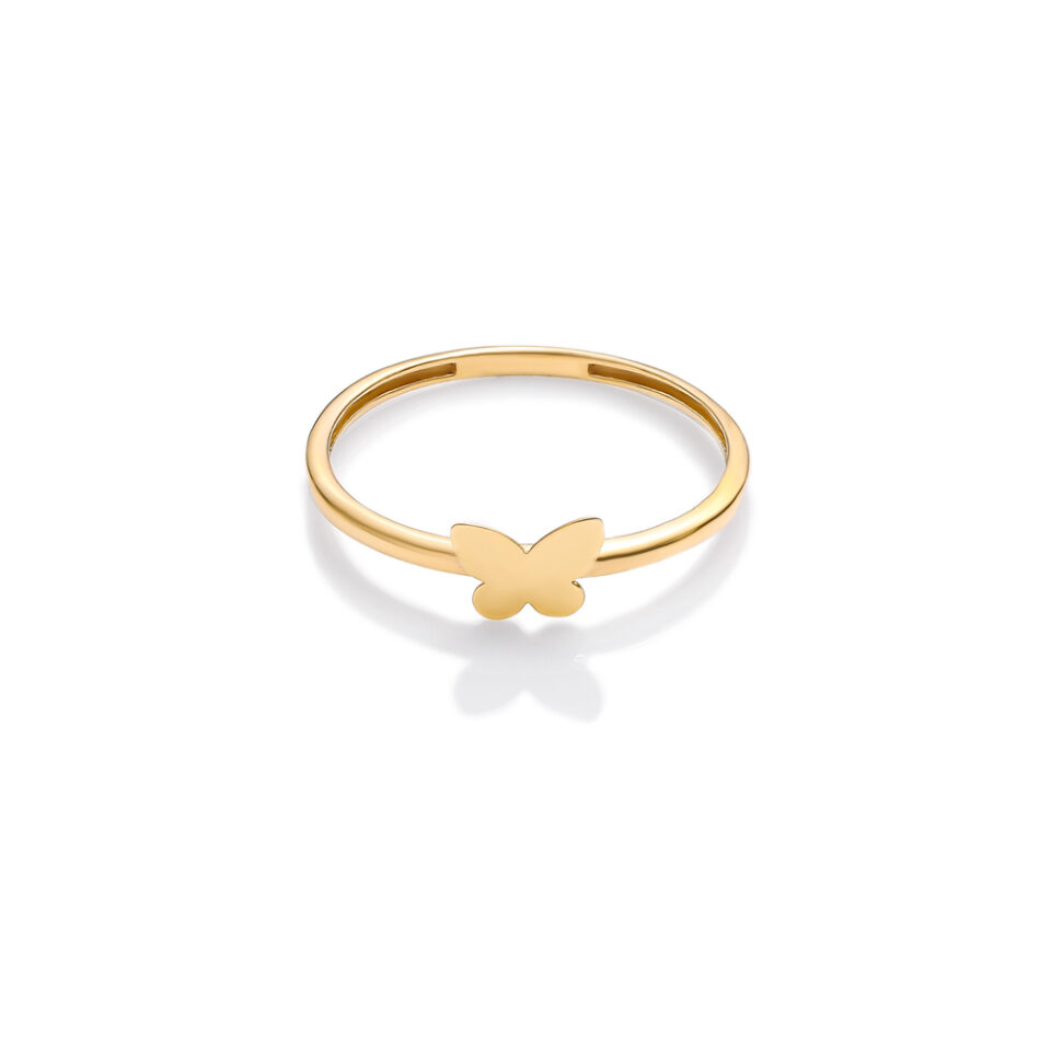 انگشتر طلا رینگ پروانه برجسته توپر - ماوی گلد گالری