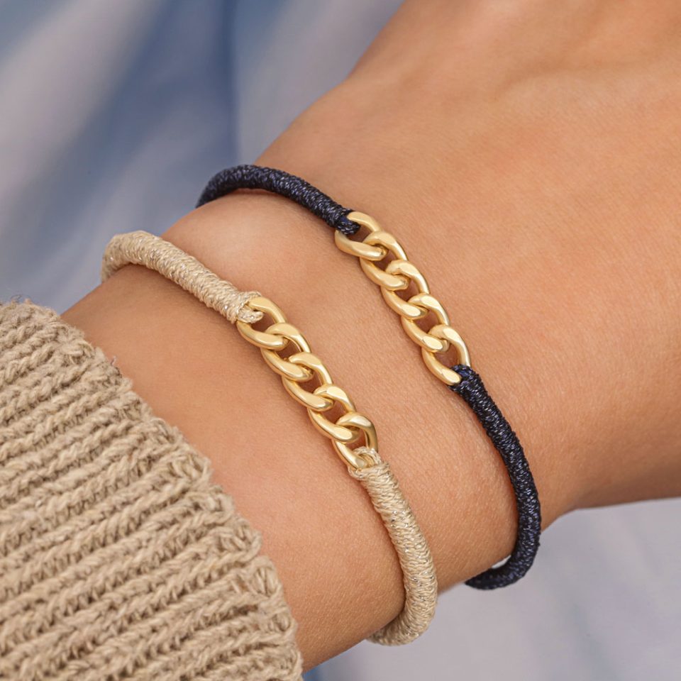 خرید دستبند طلا کارتیه پنج حلقه و بافت