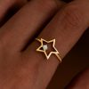 خرید انگشتر طلا رینگ تک نگین ستاره