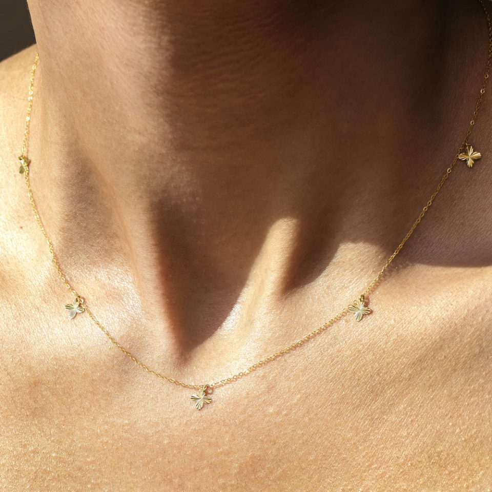 خرید گردنبند طلا آویز روبرتو تراشدار رز