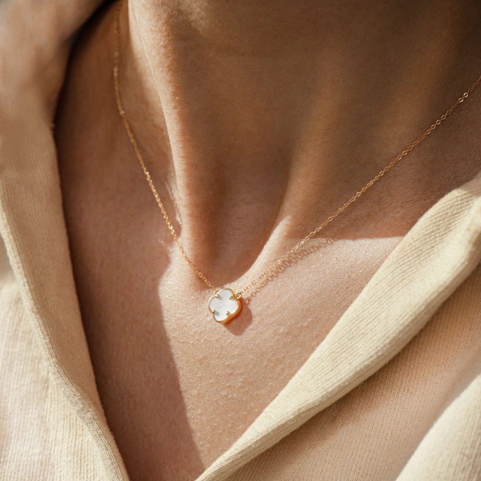 خرید گردنبند طلا ونکلیف سفید مینیمال 1