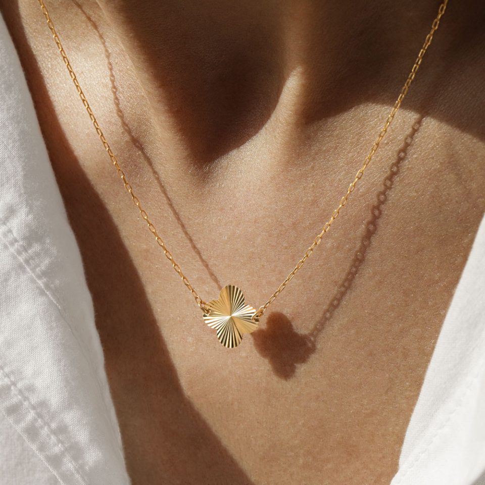 خرید گردنبند طلا ونکلیف الحمبرا تراشدار 1