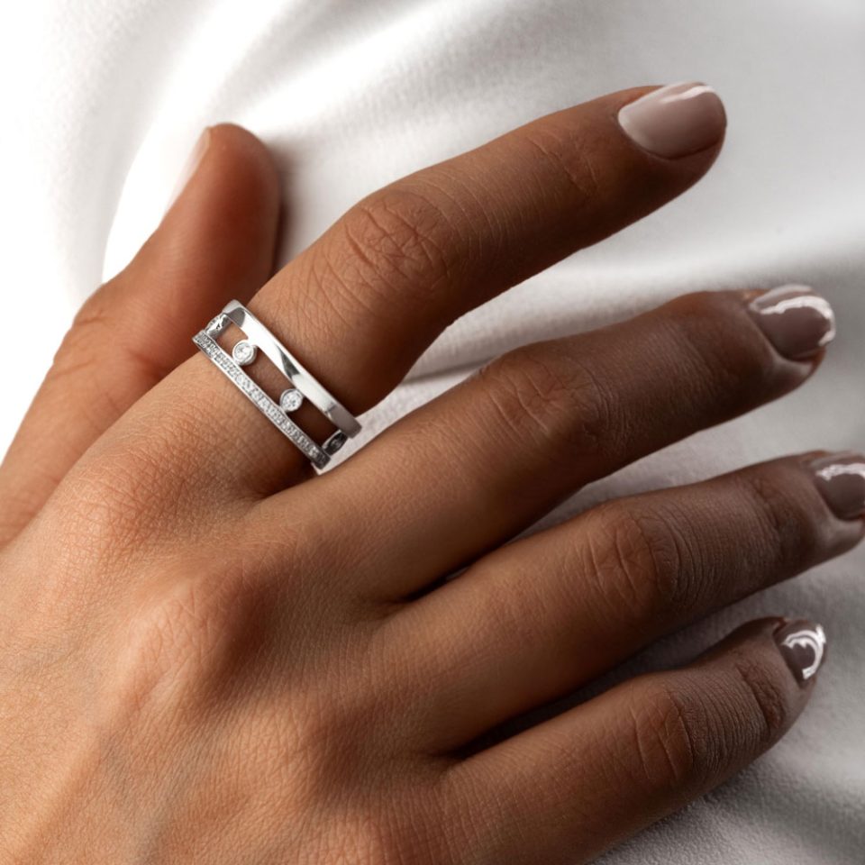 خرید انگشتر طلا مسیکا سفید ماوی