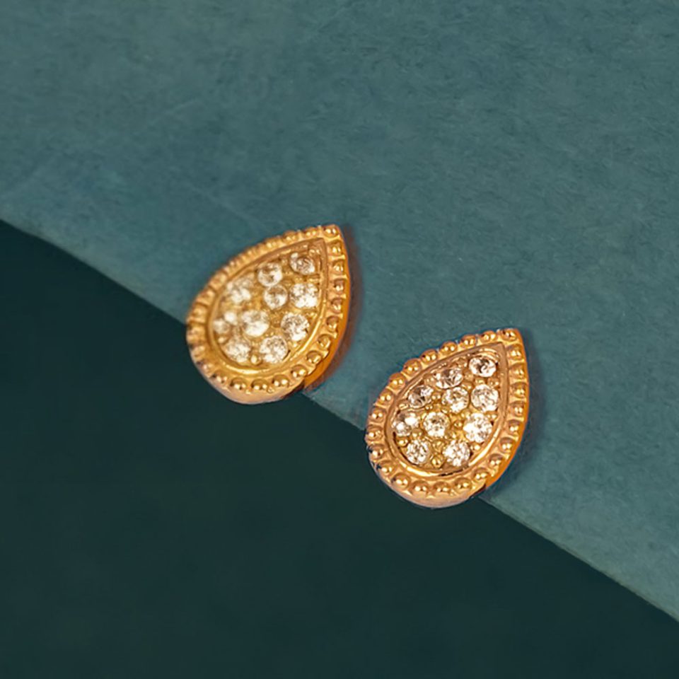خرید گوشواره طلا میخی بوشرون نگینی گلد تاینی مدل
