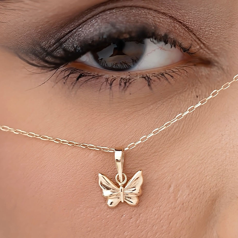 خرید پلاک طلا شاپرک برجسته