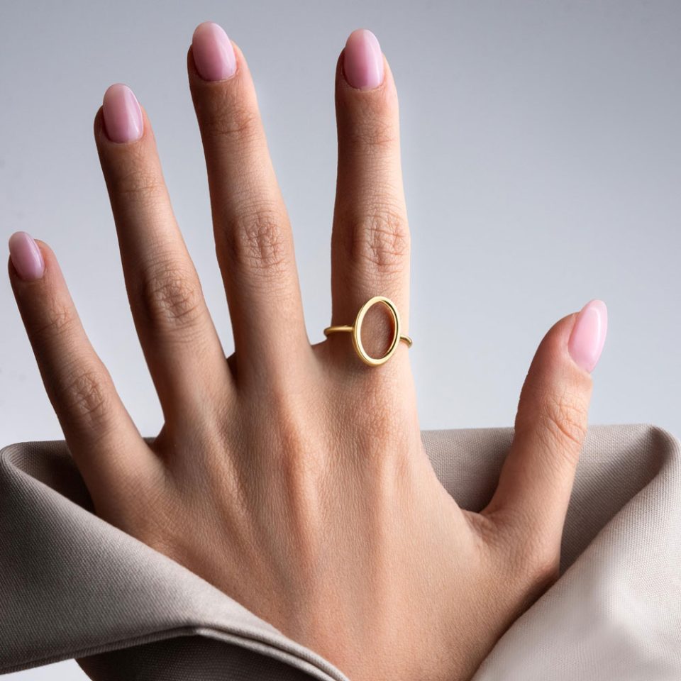 خرید انگشتر طلا بیضی توخالی