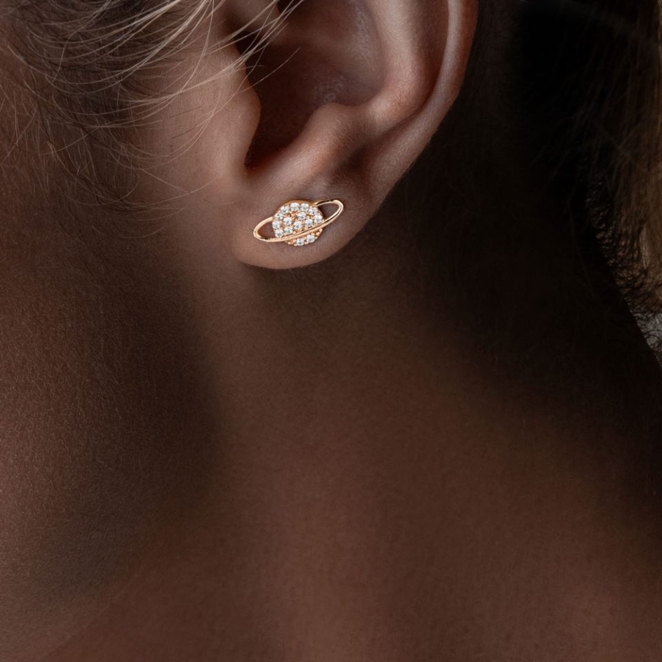 خرید گوشواره طلا زحل نگینی