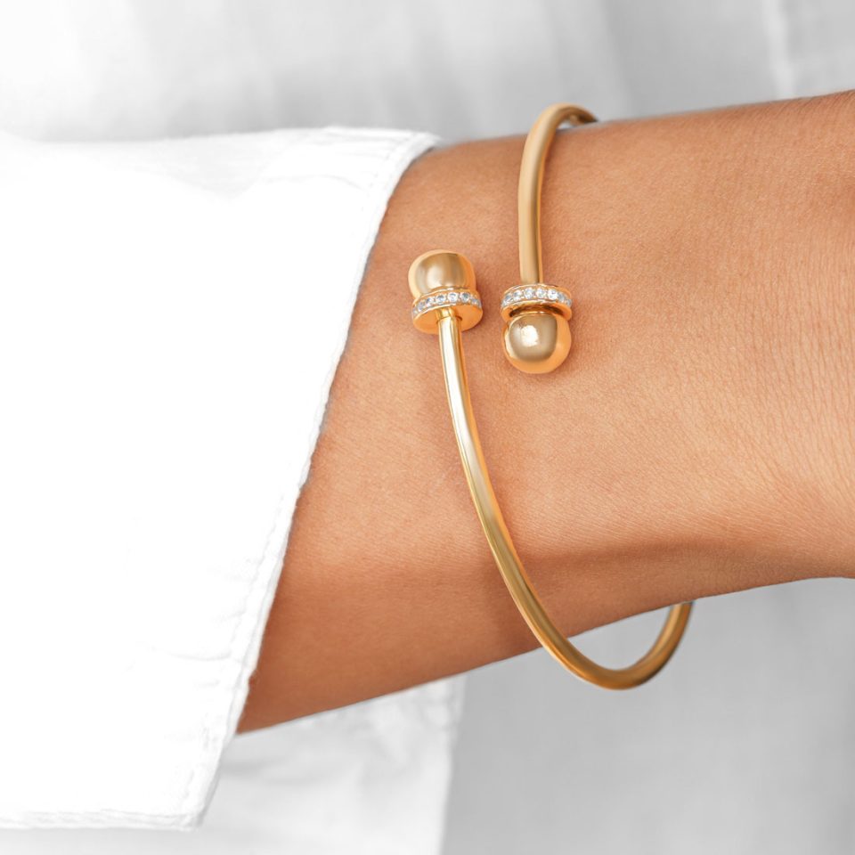 خرید النگو طلا دو گوی نگینی باستان