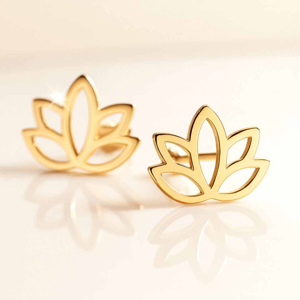 خرید گوشواره طلا لوتوس ساده