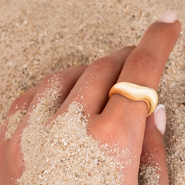 خرید انگشتر طلا آینه ای موجی