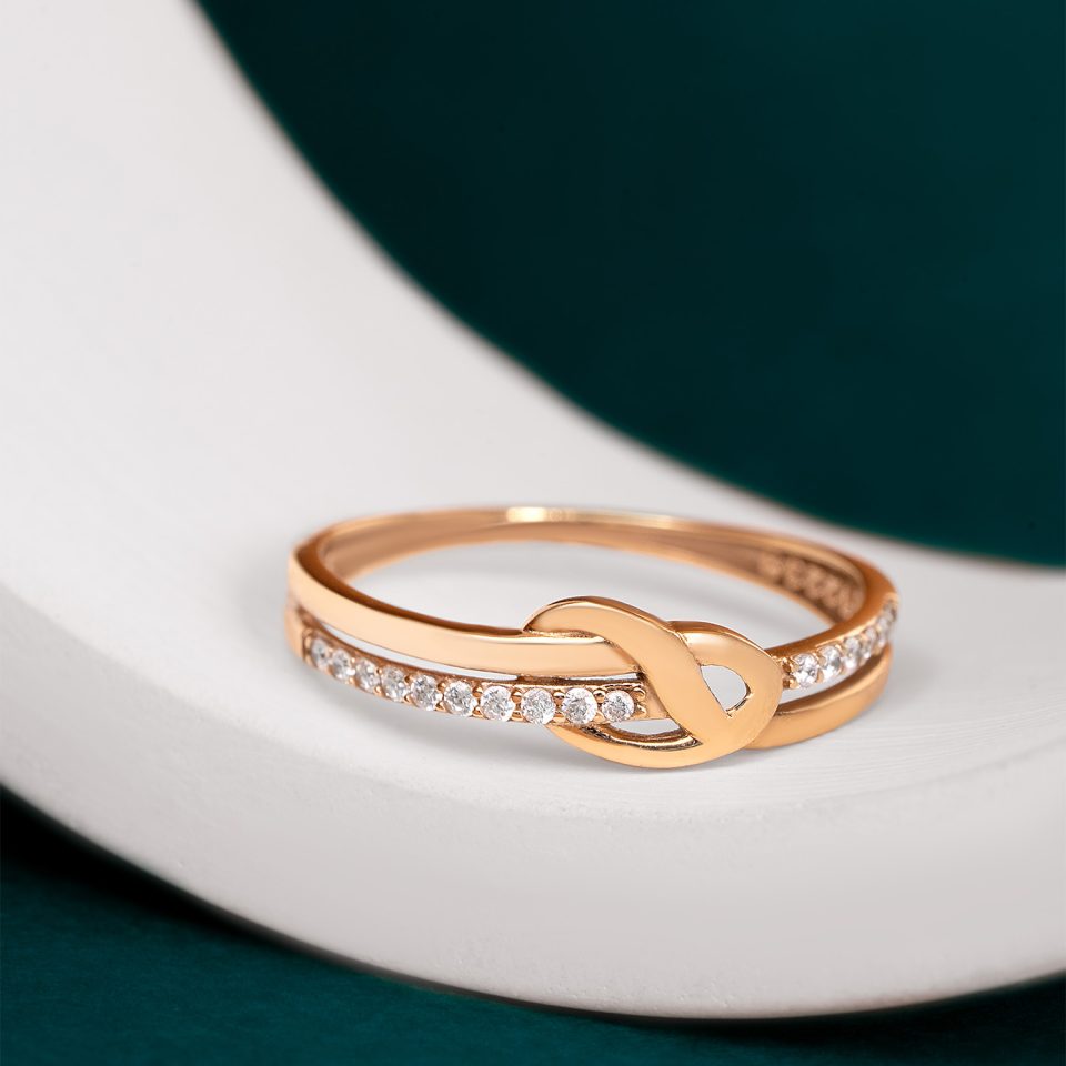 خرید انگشتر طلا گره ای نگینی