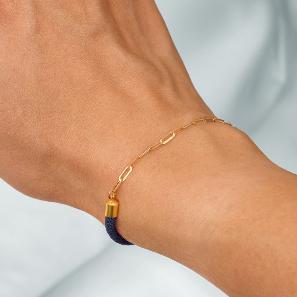 خرید دستبند طلا زنجیر بیضی فانتزی