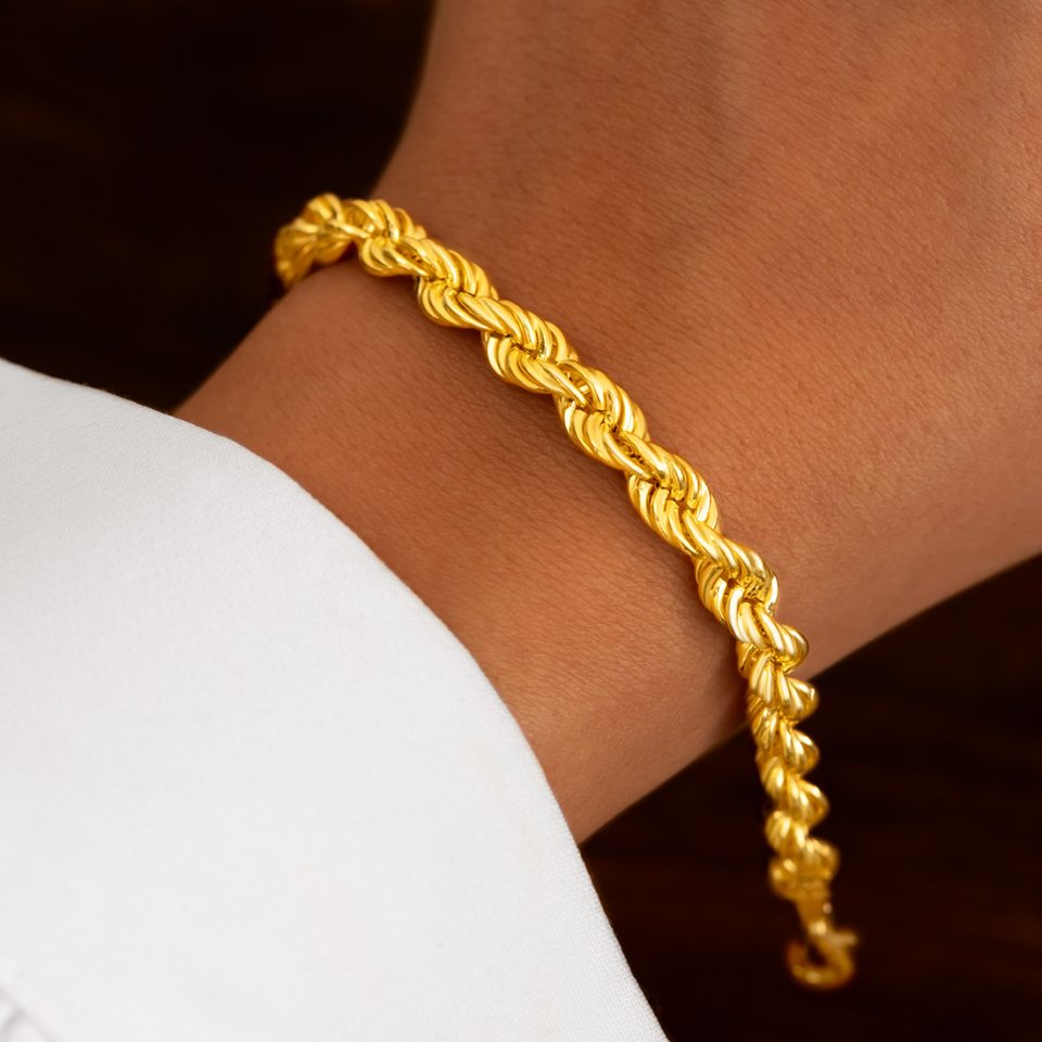 خرید دستبند طلا طنابی پیچی بولد 2