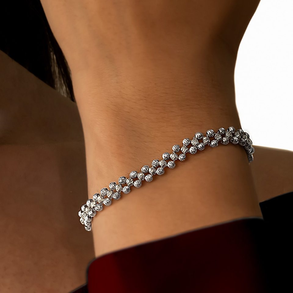 خرید دستبند طلا البر رویال سفید اشکی