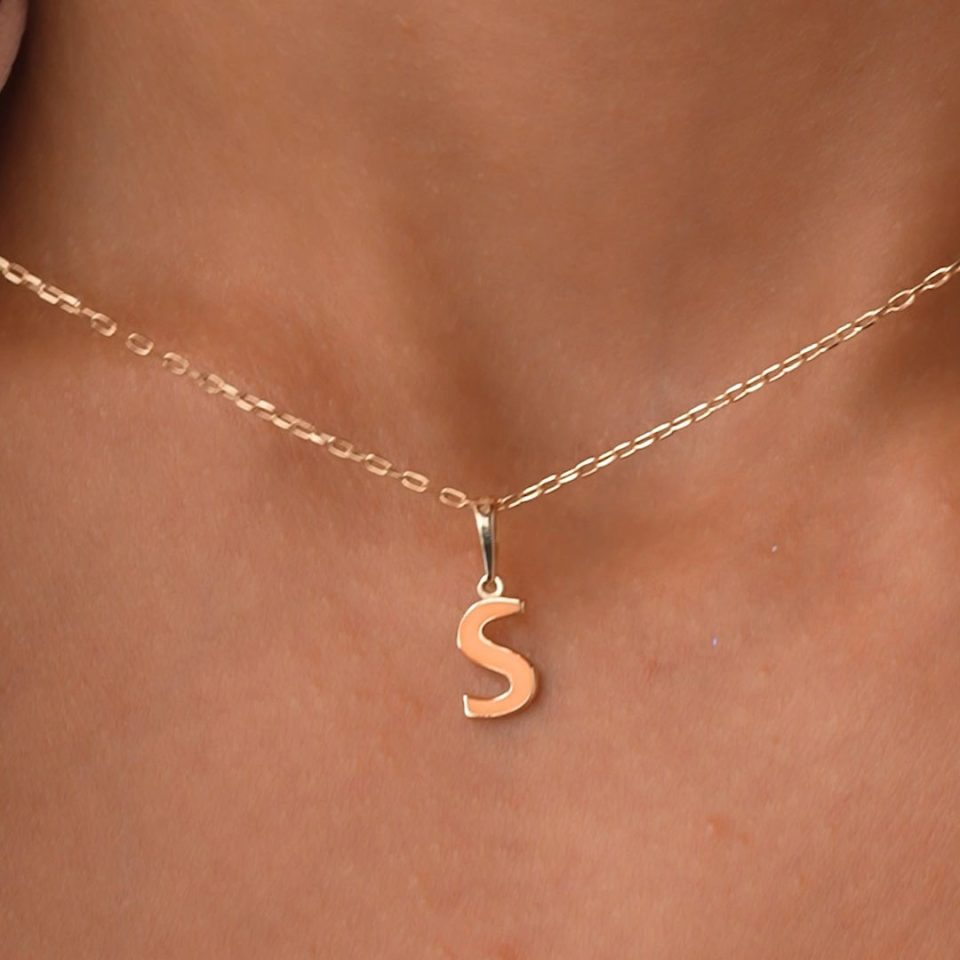 خرید پلاک طلا حروف S مینایی رنگی