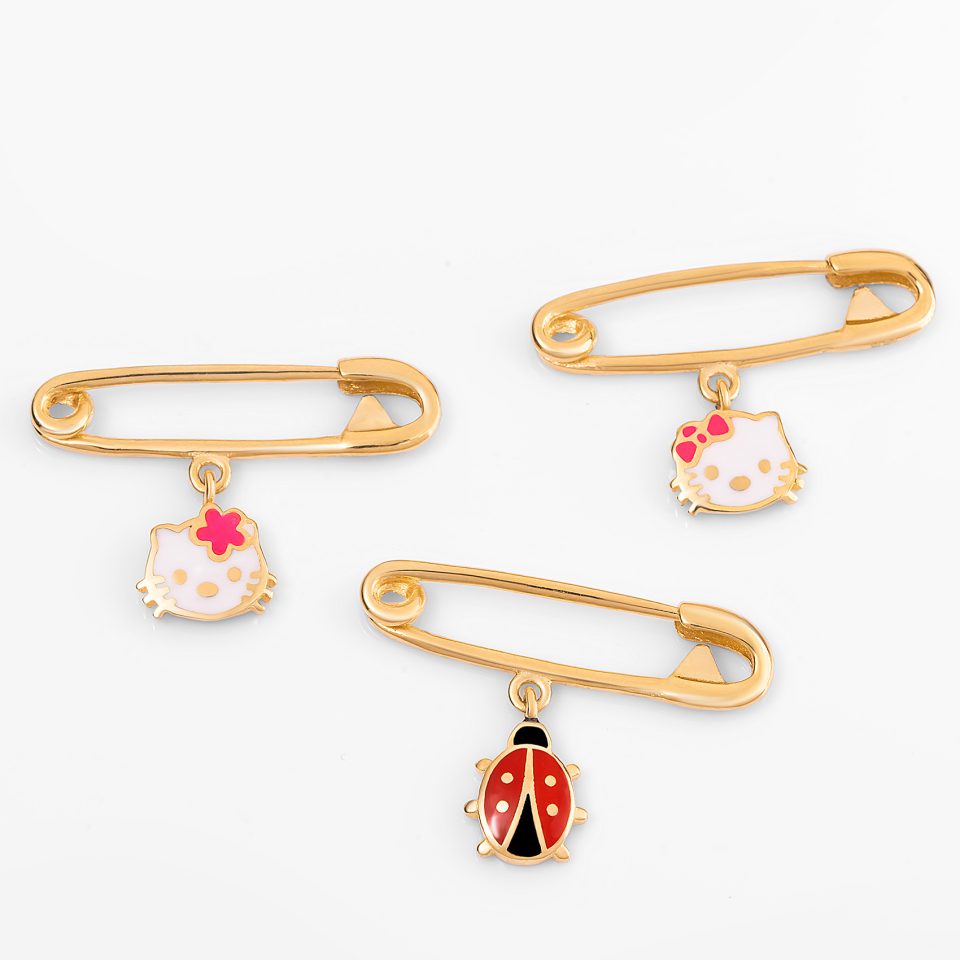 خرید سنجاق طلا کیتی و گل سرخابی