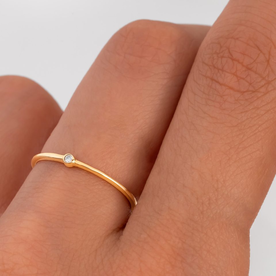 خرید انگشتر طلا تک نگین ریز