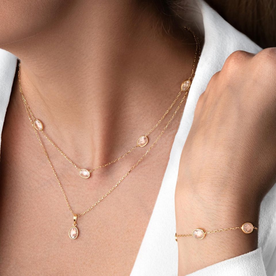 خرید گردنبند طلا مارکو بیضی سفید 5